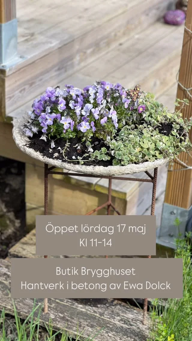 Tips inför stundande firande av examen, konfirmation, Mors Dag mm mm …..  Smycken med detaljer i betong, skapade i egen verkstad i Fristad utanför Borås  Butiken är öppen på lördag 17 maj kl 11-14  Sedan är det stängt helgen efter då jag åker på trädgårdsmässa på @wapnogard i Halland men öppet igen sista lördagen i maj, 31 maj kl 11-14  Observera att Butiken är enkel med nivåskillnader ute och inne. Jag har inte kundtoaletter eller café, bara mitt eget skapade hantverk helt eller delvis i betong  Betalning med Swish, kort eller kontant 
Självklart kvitto med moms !  Vill du komma annan dag och tid skickar du bara förslag på tid så löser vi det säkert. Jag är nästan alltid hemma, men har även kor o hundar mm men med en timme eller två framförhållning brukar det mesta gå att lösa !  Varmt välkommen !  konsthantverkare #trädgårdsdekorationer #Hantverk #svenskthantverk #borås #sjuhäradsbygden  #trädgårdsmässan #floby #Västergötland #bollebygd #ulricehamn #bredared #butikbrygghuset #sparsör #herrljunga #borgstena #fristad #trädgårdsinspiration